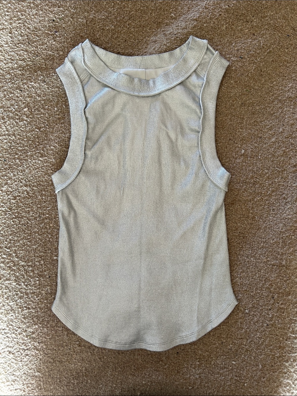 We The Free Ribbed Tank Top — Silver
